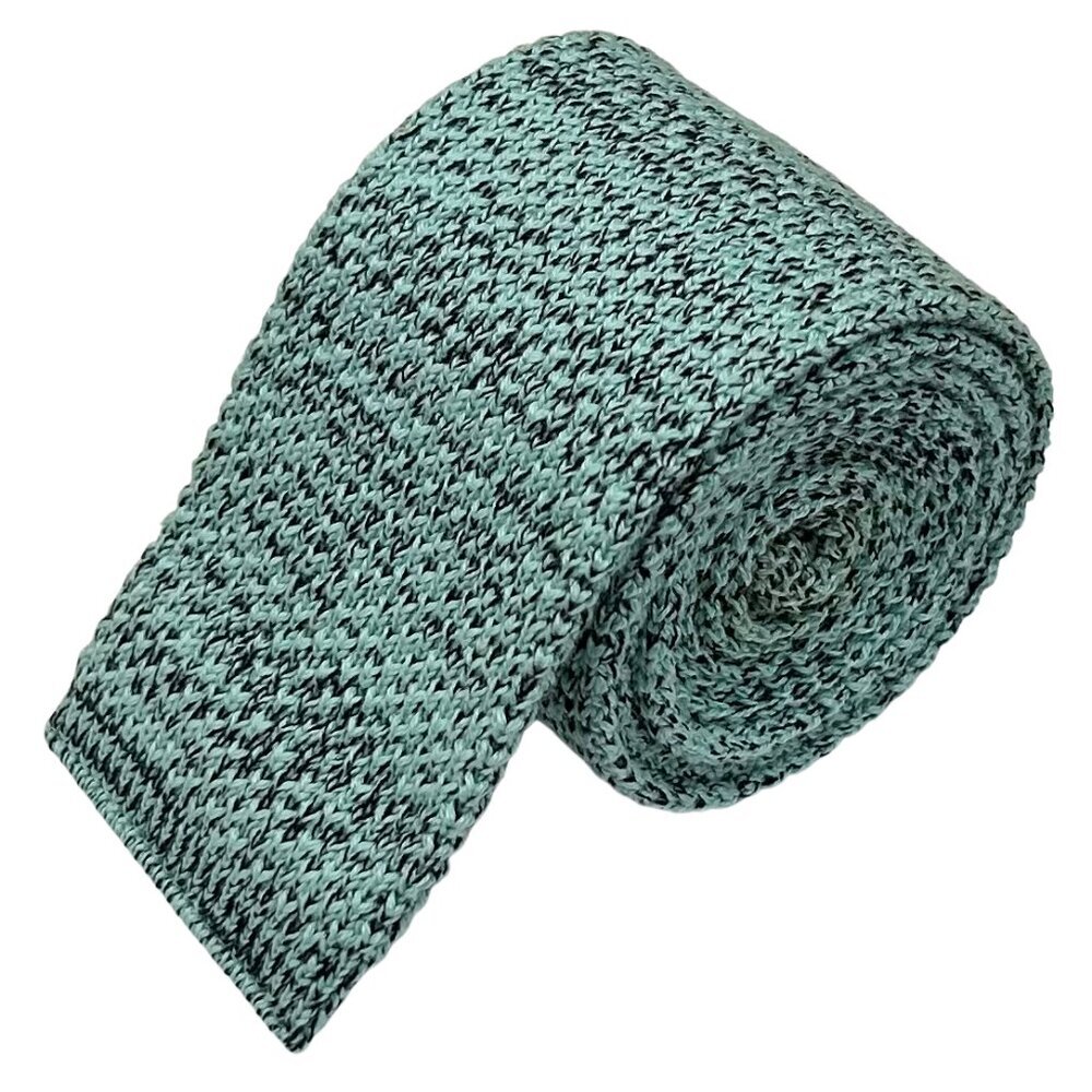 Mallory & Church Aqua Short Skinny Slim Square Tip Necktie Tie